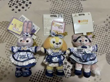 상하이 디즈니 파랑 꽃 키체인 3개 세트
