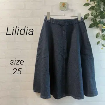 Lilidia 무릎 기장 데님 플레어 스커트 (25) 인디고 블루