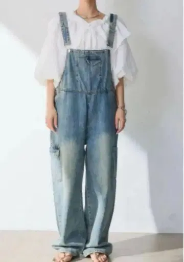 새상품 데님 카고 살로펫 ESICA 에시카 같은 형태 올인원 블루