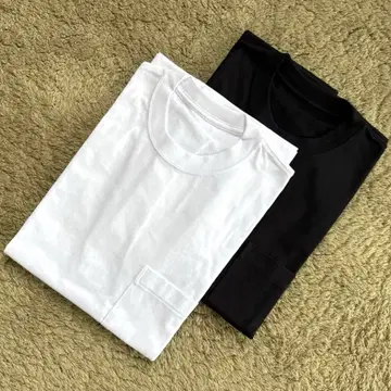 포켓 부착 크루넥 티셔츠 2장 세트