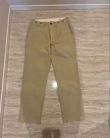 론 헤르만 베이지 페인트 가공 치노 팬츠
