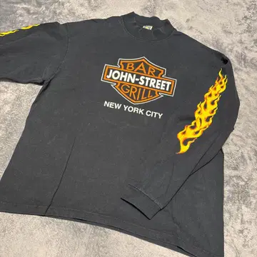 90S USA제 초레어! HARLEY-DAVIDSON 로고 패러디 롱 T
