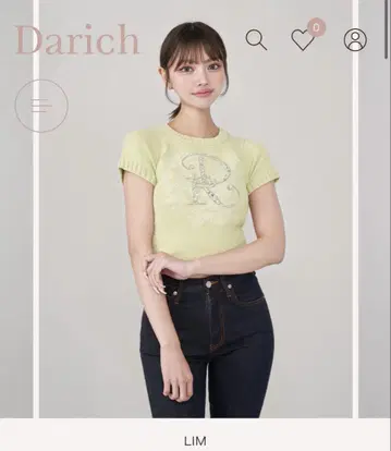 다리치 DR 비쥬 플라워 니트 탑 라임
