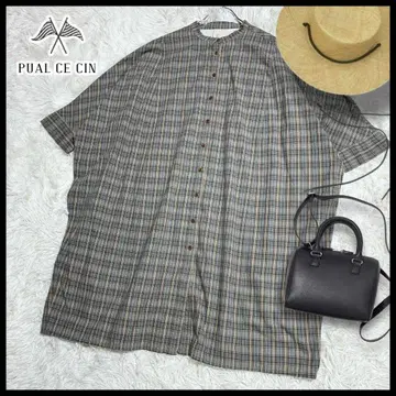 퓨어세신 PUAL CE CIN 체크 7부 소매 튜닉 벌룬