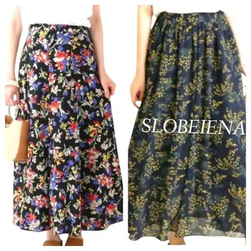 SLOBE IENA 미모사 패턴 롱 스커트 & 꽃무늬 롱 스커트