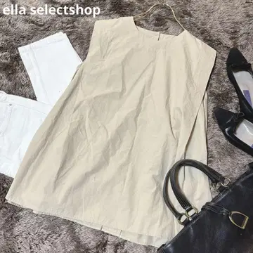 새상품급 ella selectshop 슬리브리스 베스트 베이지 백 버튼