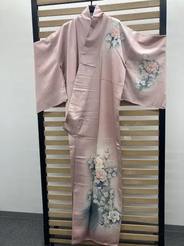 꽃무늬 핑크 실크 기모노