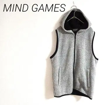 MIND GAMES 후드 부착 베스트 그레이 M 보아 안감 사이드 포켓