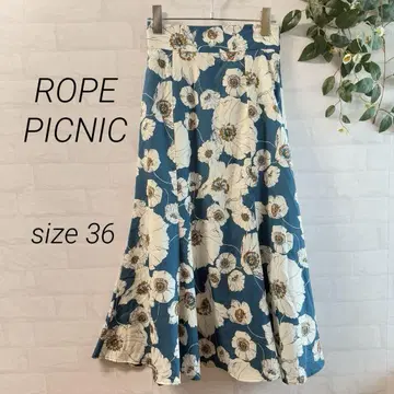 ROPE PICNIC 꽃무늬 롱 플레어 스커트 (36) 파랑