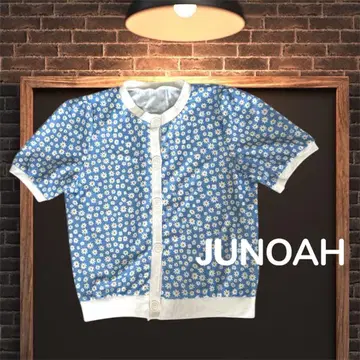 JUNOAH 여성용 가디건 반팔 꽃무늬 얇은 소재