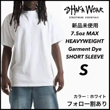 샤카웨어 미사용 새상품 7.5oz 가먼트 다이 반팔 티셔츠 화이트 S