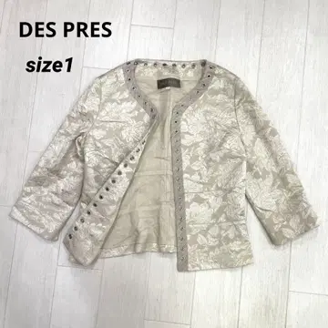DES PRES 데프레 자카드 노카라 자켓 1 베이지