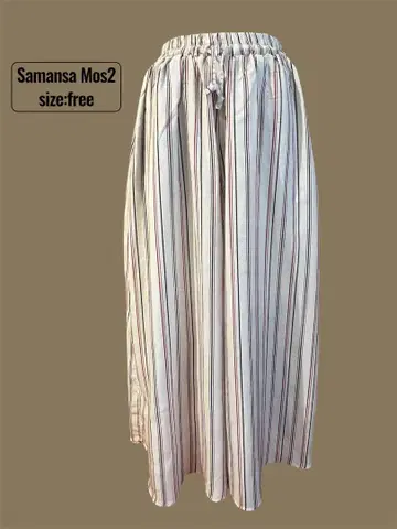 미사용 새상품 Samansa Mos2 스트라이프 와이드 팬츠 프리 사이즈