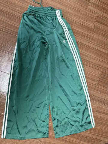 아디다스 새틴 와이드 레그 팬츠 그린