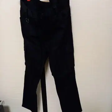 블랙 카고 데님 팬츠