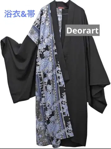 Deorart(디오라토) 유카타&오비 일본풍 패턴 절개 2개 세트