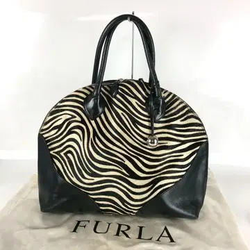 FURLA 훌라 제브라 패턴 송치 가죽 핸드백 보스턴 백