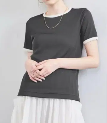 UNITED ARROWS 리브 바이컬러 파이핑 티셔츠