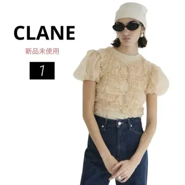 새상품 CLANE TULLE VEST LAYERED TOPS 베이지 S
