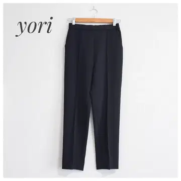 새상품급 yori 핀턱 스트레치 팬츠 블랙 38