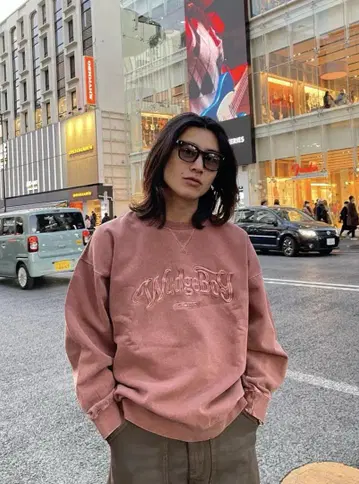 Wudge boy logo pigment warm sweat 사이즈 M