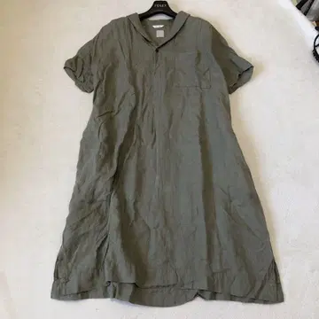 바르바 x 츠하루 바이 사만사 모스모 린넨 100% 셔츠 원피스 카키