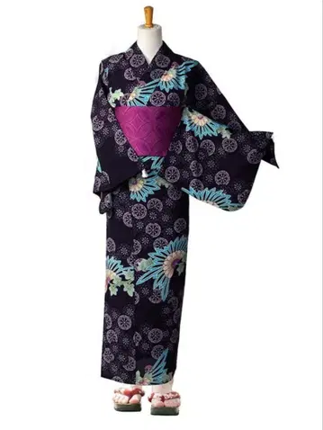 유카타 안나수이 ANNA SUI 꽃무늬 기어 오리엔탈 보라색 퍼플