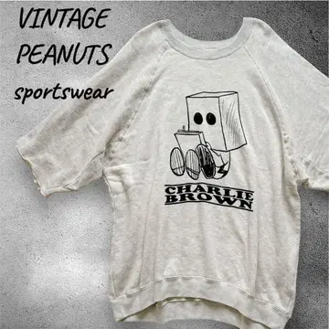VINTAGE PEANUTS 아트 프린트 크루넥 반팔 맨투맨