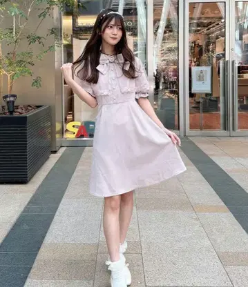 빅 사이즈 4L 시마무라 마사키 아리스 콜라보 케이프 원피스 핑크