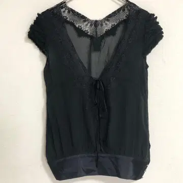 ROYALPARTY 블라우스 티셔츠 슬리브리스 비침 레이스 a4181