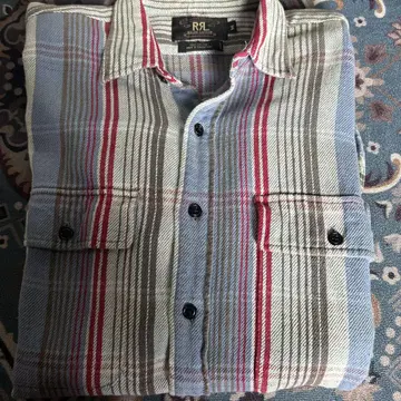 RRL 플란넬 셔츠 M 사이즈 파랑빨강 스트라이프
