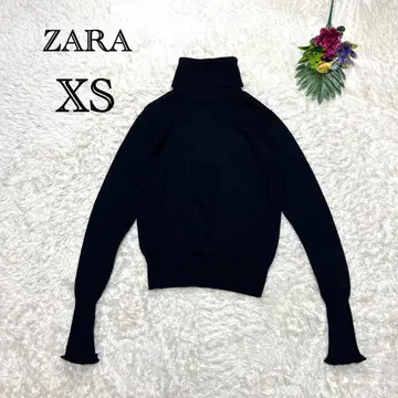 자라 긴팔 리브 니트 터틀넥 블랙 스타일 피치 면 XS