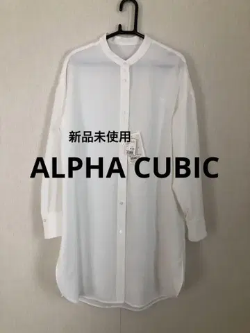 미사용 새상품 ALPHA CUBIC 택 포함 화이트 시스루 긴팔 셔츠