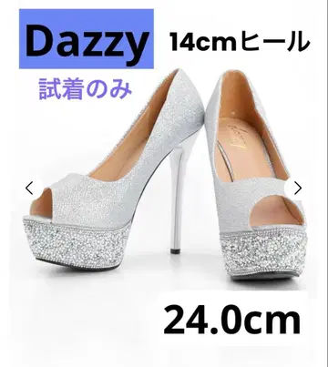 글리터 펄 라인 비쥬 오픈토 펌프스 [Dazzy] 캬바쿠라 힐