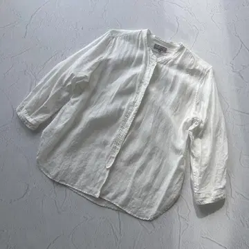 마가렛 호웰 린넨 셔츠 풀오버 밴드 카라 사이즈 III
