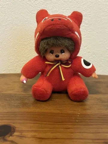 후쿠시마 한정판 빨간 소 봉제 인형 스트랩 키링