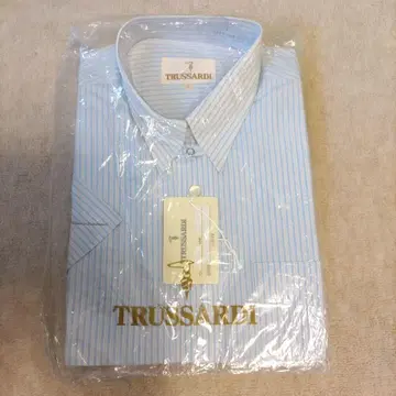 TRUSSARDI 반팔 셔츠 스카이블루 스트라이프 사이즈 4