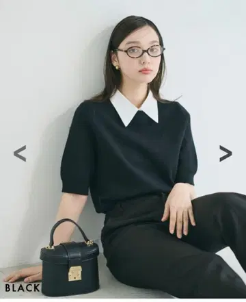 BASEMENT online MAAYA DESIGN 카라 부착 반팔 니트