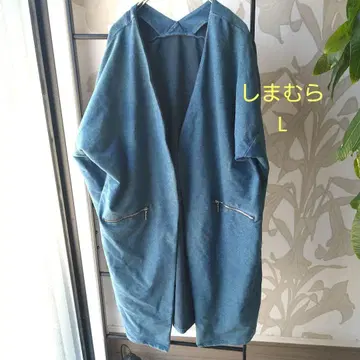 데님 노카라 다크 블루 롱 코트 자켓 L