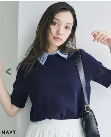 BASEMENT online MAAYA DESIGN 카라 부착 반팔 니트