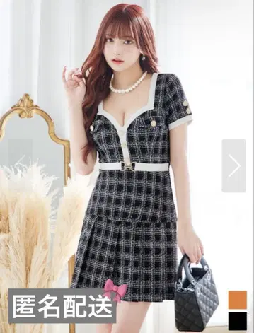 JEWELS 체크 트위드 플리츠 스커트 드레스