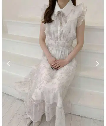 ROJITA 로지타 프릴 슬리브 꽃무늬 롱 원피스 핑크