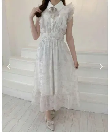 ROJITA 로지타 프릴 슬리브 꽃무늬 롱 원피스 아이보리