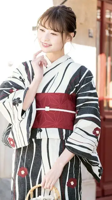유카타 요로케시마, 찻나무, 벚꽃, 린넨 잎, 오비