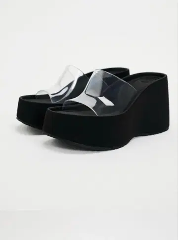 ZARA 자라 클리어 샌들 웨지솔 샌들 블랙