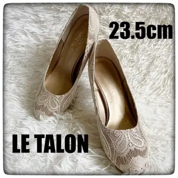 Le Talon 르 탈론 레이스 무늬 리본 아몬드 토 펌프스 23.5cm