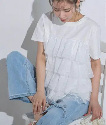 VICKY 도트 튤 티어드 티셔츠