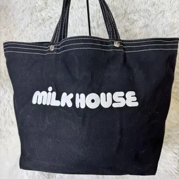 밀크 하우스 milkhouse 버킷형 로고 토트백 블랙 대용량