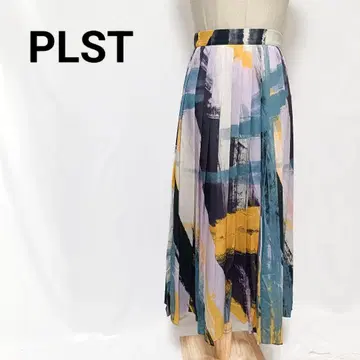 PLST 플라스테 페인트 패턴 플리츠 스커트 롱 기장 멀티 컬러 S