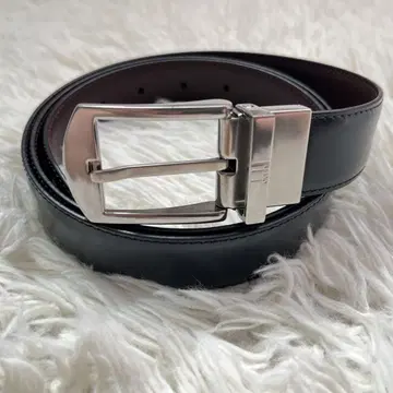 컨디션 최상 dunhill 리버서블 벨트 실버 금장 장식 네이비 브라운